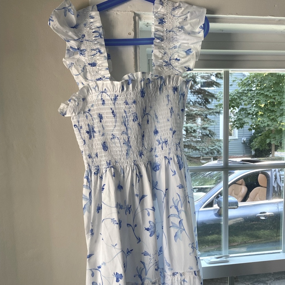 Hill house Ellie nap dress-blue botanical sz S NWT